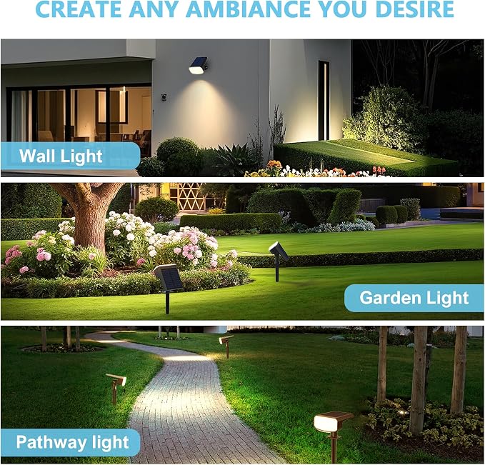Solar Lights Outdoor Waterproof IP65, Auto On/Off, 2700K 2 Lighting Modes - Image 7