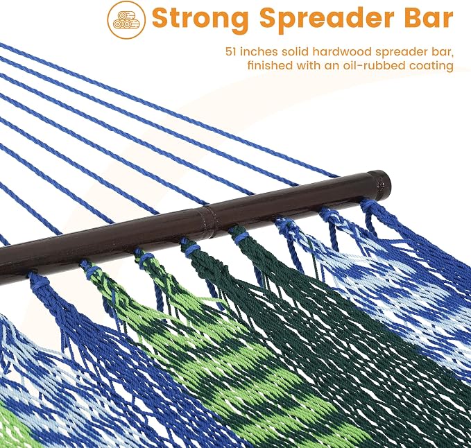 Lazy Daze Hammocks 10.5 FT Double 2 Person Caribbean Rope Hammock, Hand Woven - Image 5