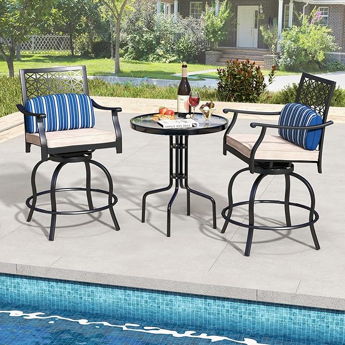 Giantex Outdoor Bar Stools Set of 4, Metal Patio Bar Chairs - Image 4