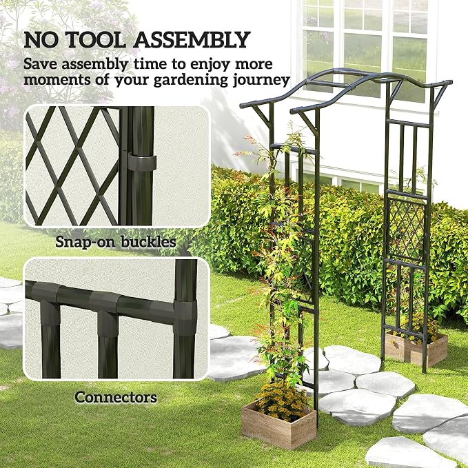 Outsunny Garden Arch, 7.5ft PE-Coated Steel Garden Arch Trellis - Image 5