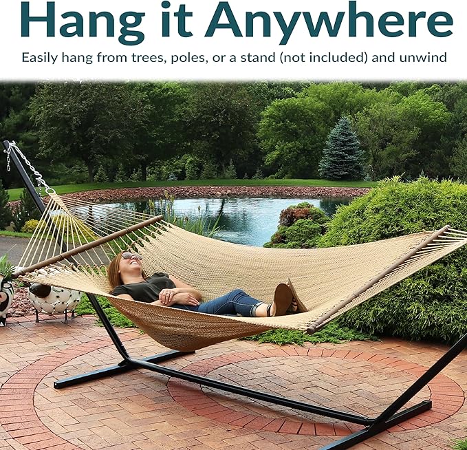Sunnydaze Soft-Spun Polyester Rope Double Hammock - Image 4