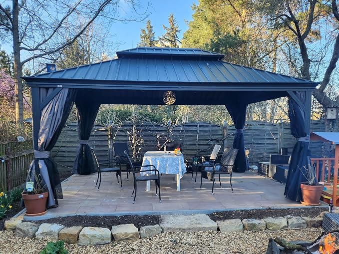 PURPLE LEAF 12' X 16' Permanent Hardtop Gazebo Aluminum Gazebo by PURPLELEAF