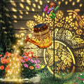 Solar Powered Butterfly Watering Can Lights Waterproof Outdoor Garden Decor by YJFWAL