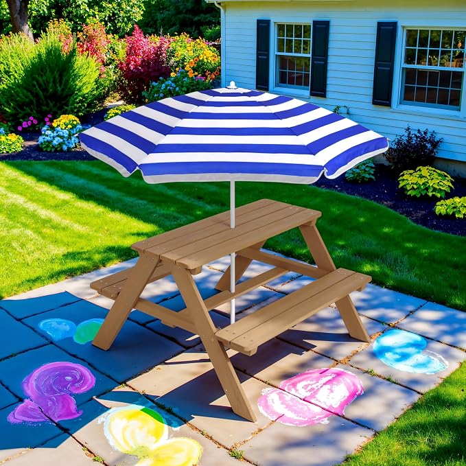 Best Choice Products Wooden Kids Picnic Table - Image 2