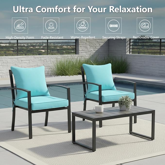24x24 Inch Outdoor Chair Cushions Set of 2, Patio Furniture Cushions - Image 2