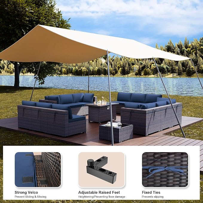 Kullavik 15 Pieces Outdoor Patio Furniture Set - Image 4