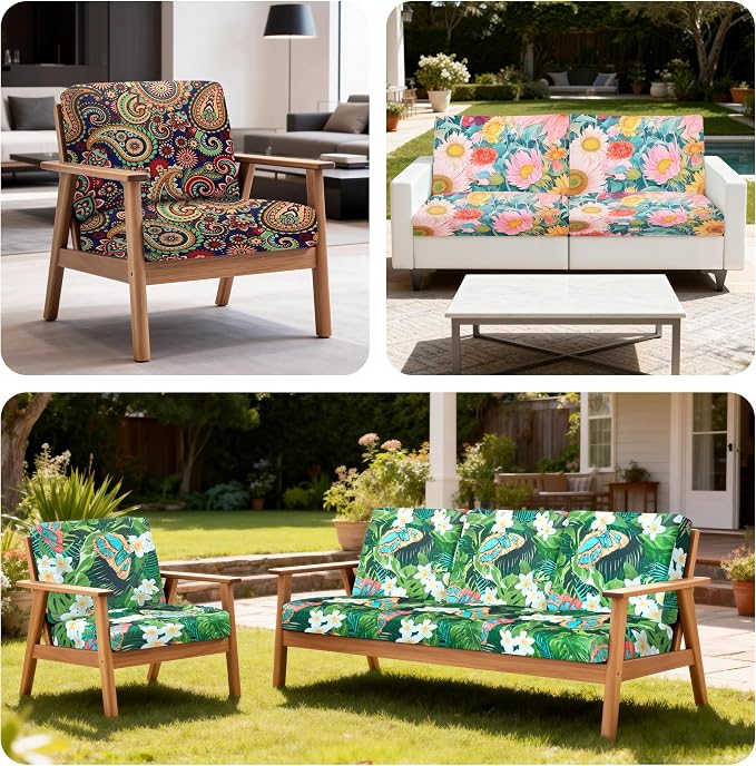 4Pcs Patio Stretch Cushion Covers, Outdoor Sofa Replacement Cover Slipcovers - Image 5