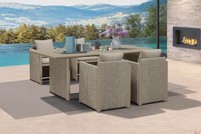 PURPLE LEAF 5 Pieces Patio Dining Set All-Weather Modern Outdoor Rectangular by PURPLELEAF