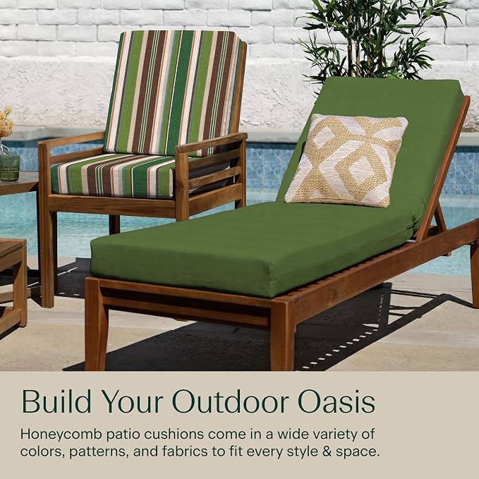 Honeycomb Outdoor Heritage Chaise 21.5 x 70, Textured Solid Artichoke Green - Image 3