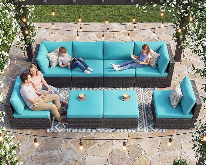 NICESOUL 8 People Outdoor Seating Furniture, 29.3'' High Back Comfortable by NICESOUL