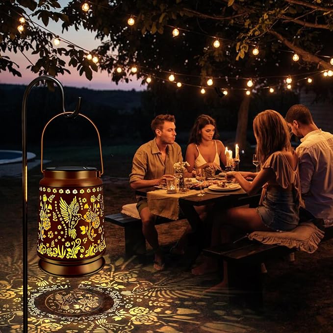 KY&BOSAM Solar Hummingbird Lanterns Outdoor Waterproof, LED 300 Lumens Metal - Image 7
