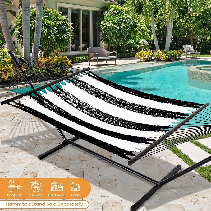 Lazy Daze Hammocks 10.5 FT Double 2 Person Caribbean Rope Hammock, Hand Woven - Image 2