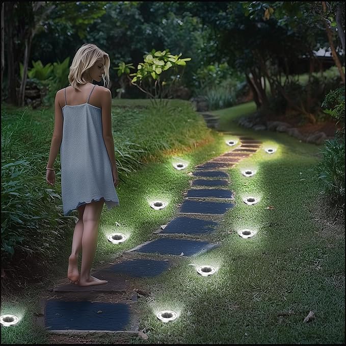 INCX Solar Ground Lights, 24 Pack Solars Light Outdoor Waterproof, Solar Garden - Image 6