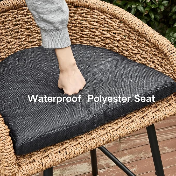 25" Outdoor Counter Height Bar Stools Set of 4, Modern Patio Wicker Bar Chairs - Image 5