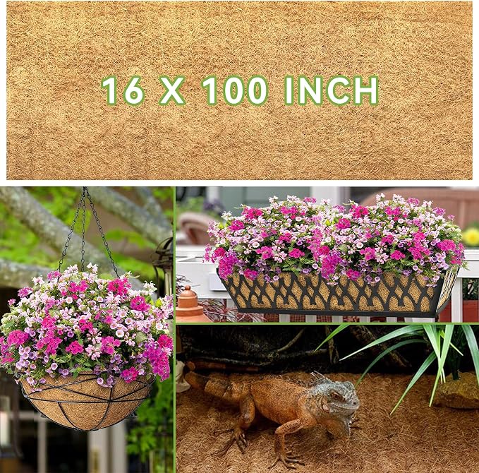 16x100 Inch Coconut Liner Roll for Planters Flower Basket Natural Coco Fiber - Image 2