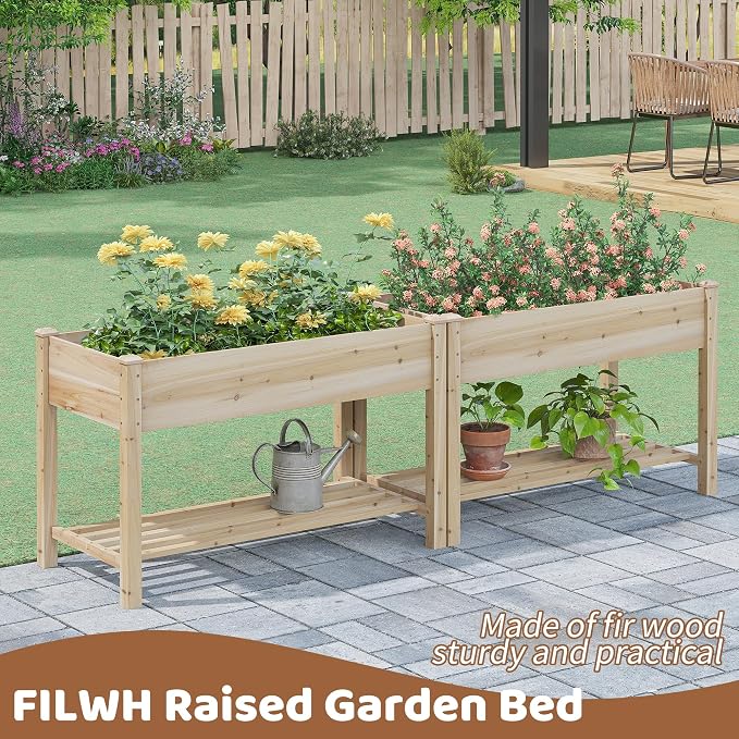 FILWH Raised Garden Bed with Legs Elevated Wooden Planter Box Stand Large - Image 5
