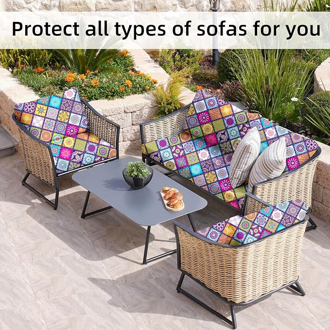 8Pcs Stretch Patio Cushion Covers, Outdoor Couch Covers Replacement, Outdoor - Image 4