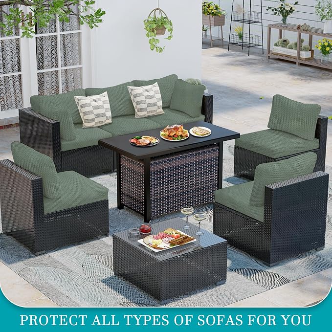 14Pcs Stretch Patio Cushion Covers, Outdoor Couch Covers Replacement, Outdoor - Image 4