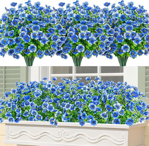 Bassion Artificial Flowers for Outdoors, 24 Bundles UV Resistant Fake Flowers by Bassion