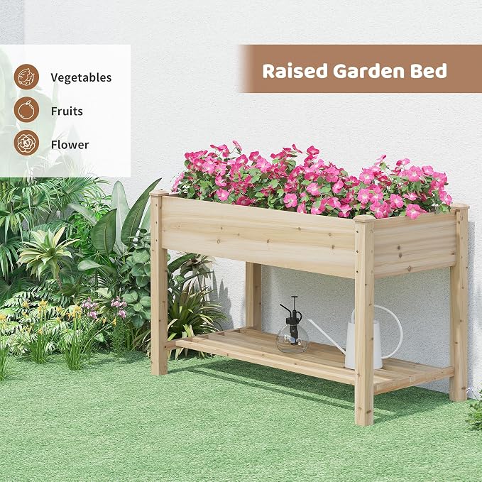 FILWH Raised Garden Bed with Legs Elevated Wooden Planter Box Stand Large - Image 2