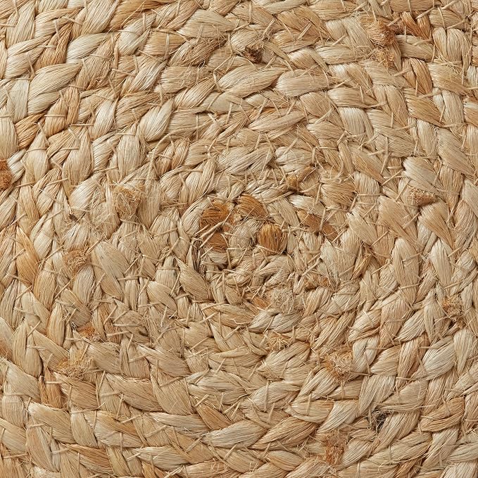 Casafield Hand-Braided Jute Pouf Ottoman Footrest, Natural Woven Boho Floor - Image 6