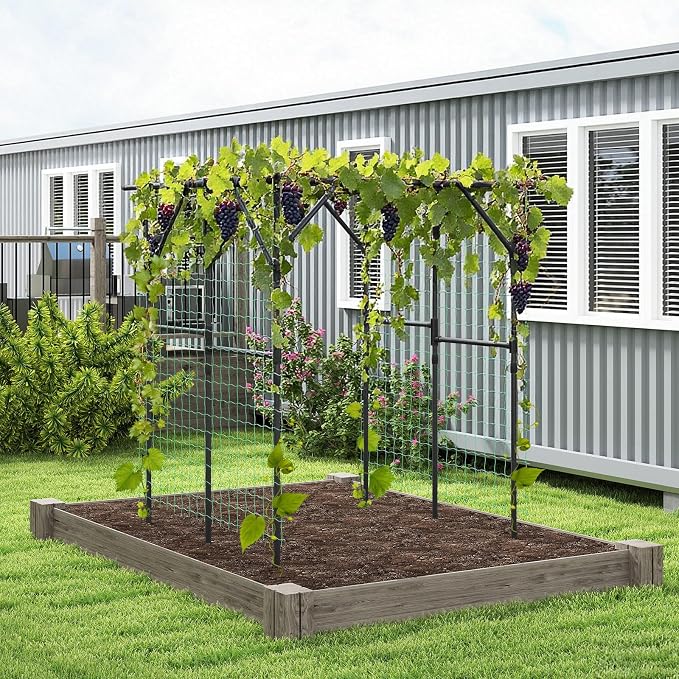 HAPPYGRILL Garden Arch Trellis for Climbing Plants Outdoor, Rustproof PE-Coated - Image 7