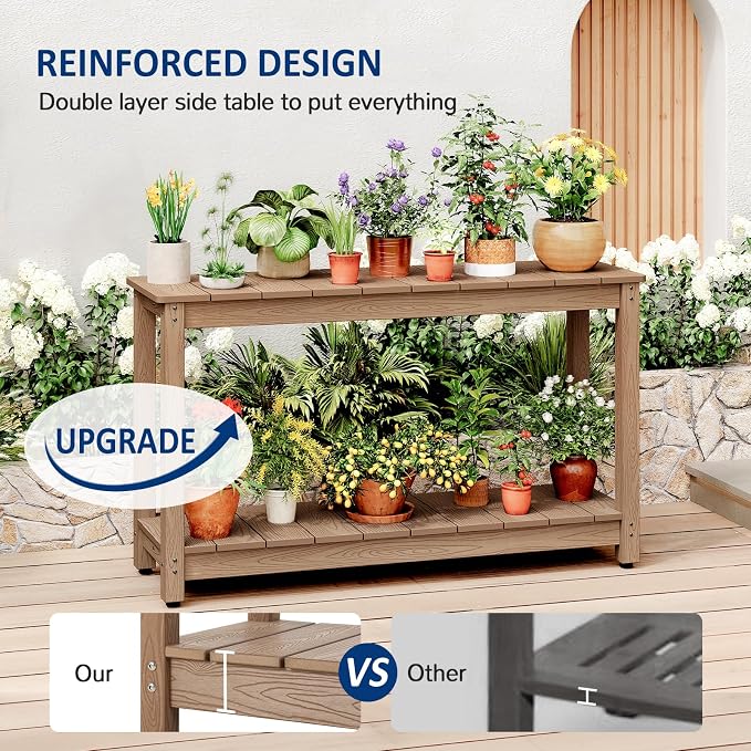 Outdoor Console Table, 440LBS Weight Capacity, 2-Tier Multifunctional Buffet - Image 4