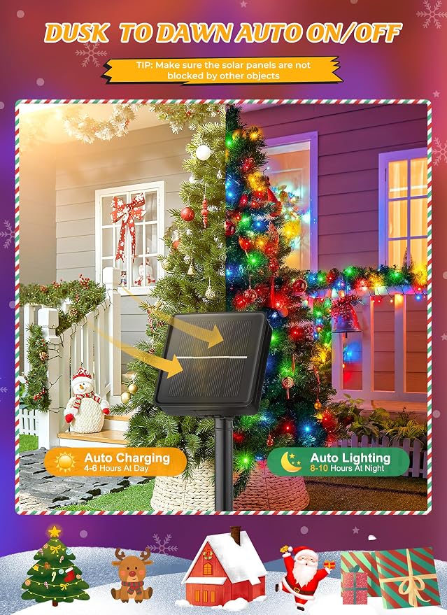 Brightown Solar Christmas Lights Outdoor, 4 Pack Total 184FT 480 LED Solar - Image 2