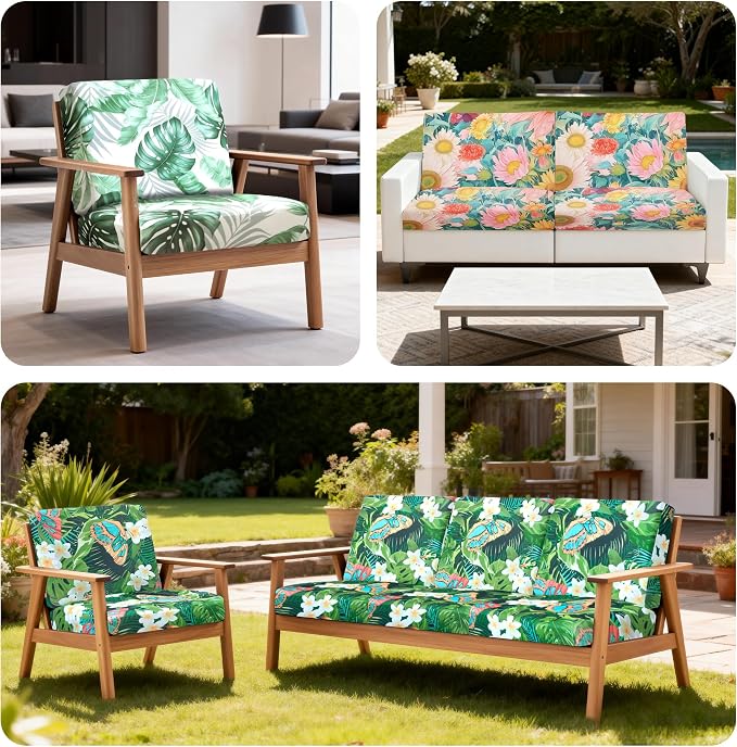 4Pcs Patio Stretch Cushion Covers, Outdoor Sofa Replacement Cover Slipcovers - Image 5