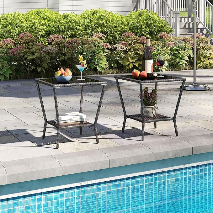 Kinfant Rattan Patio Side Table - Image 2