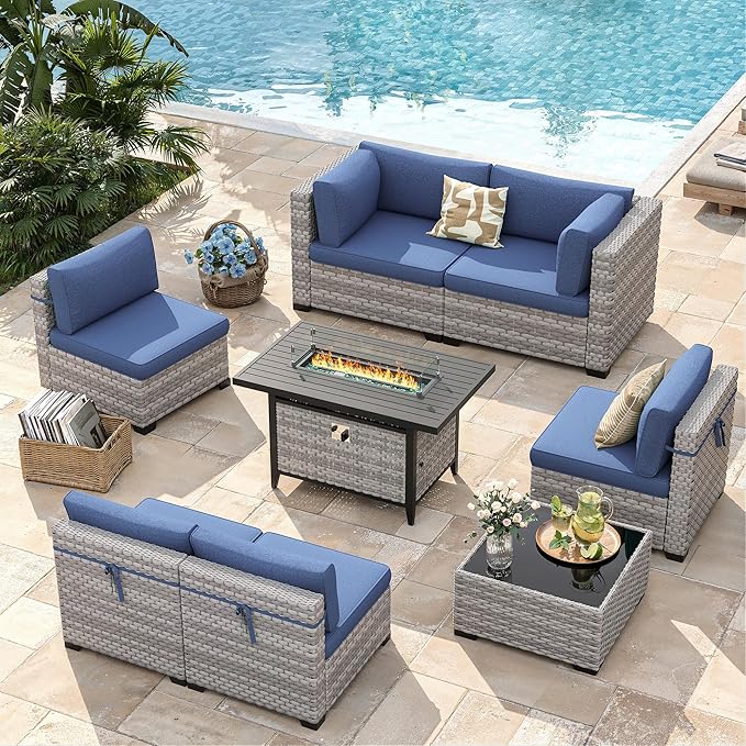 6-Seat Modern Outdoor Wicker Rattan Patio Furniture Set - Image 2