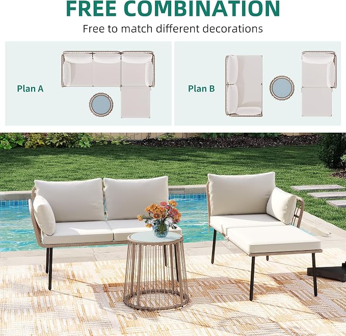 YITAHOME 3 Piece Patio Furniture Set Wicker Patio Sectional - Image 2