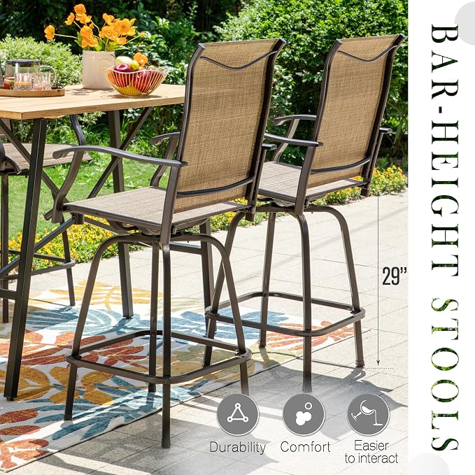 Sophia & William Outdoor Bar Set, Patio Bar Table & Chairs Set, Bar Height - Image 5