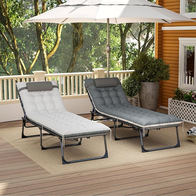 Outsunny Chaise Lounge Chair Outdoor Set of 2, 5-Position Adjustable Outdoor - Image 9