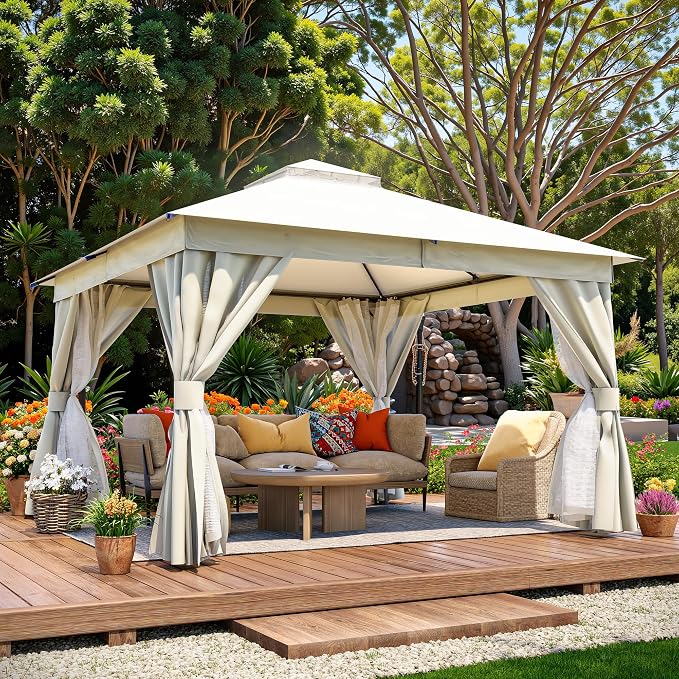 LAUSAINT HOME Semi-Permanent Outdoor Patio Gazebo 12'x12', Heavy Duty Party - Image 2