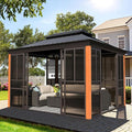 EROMMY 10' X 12' Hardtop Sunroom, Galvanized Steel Double Roof Gazebo Solarium by EROMMY