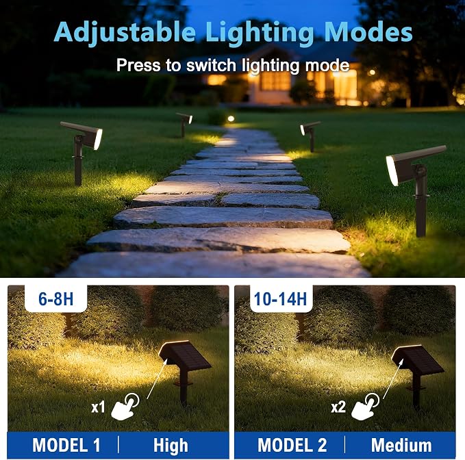 Solar Lights Outdoor Waterproof IP65, Super Bright LED, 3000K 2 Lighting Modes - Image 2