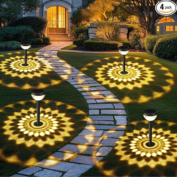4 Pack Solar Flood Light, Security Lights, Pathway Lights by JEJOT