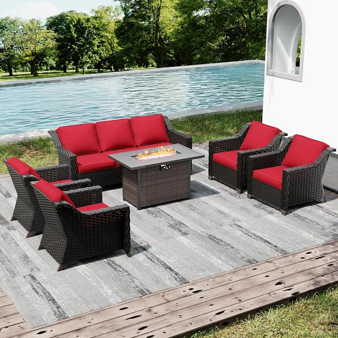 Joyside Wicker Patio Furniture Sets, 6 Pieces Upgraded Large Size Outdoor - Image 6