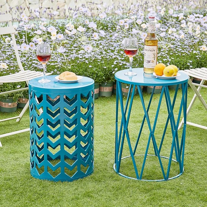 Y&M Set of 3 Nesting Metal Round Coffee Table, Side Table End Table - Image 5