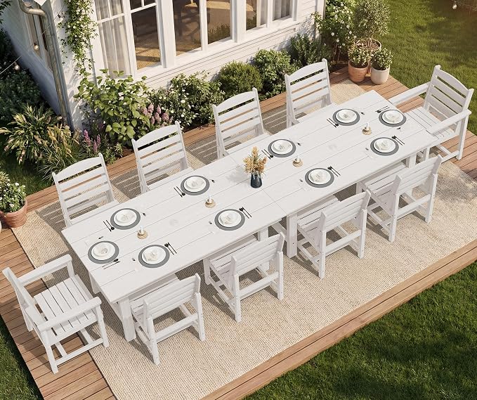 SERWALL Patio Dining Sets for 10 Person, HDPE Dining Set - Image 7