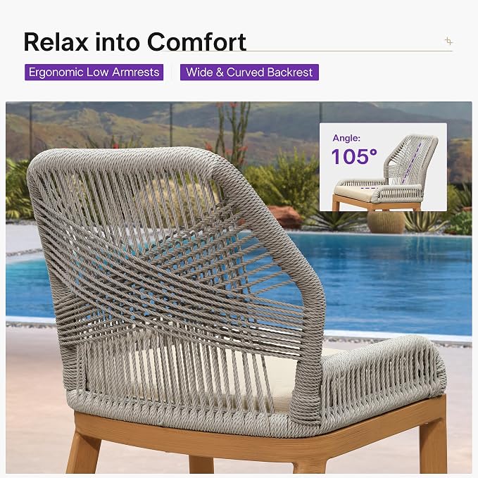 PURPLE LEAF Patio Counter Height Bar Stools 24" H Set of 4 Modern Rattan Bar - Image 8