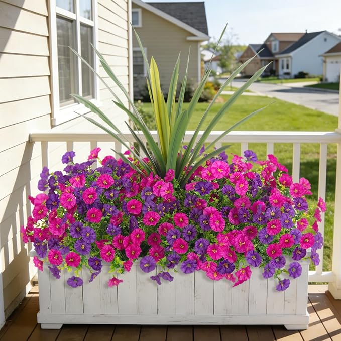 Artificial Flowers for Outdoors Fake Plants Outside, 12 Bundles Silk Morning - Image 7
