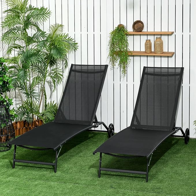Outsunny Chaise Lounge Outdoor, 2 Piece Lounge Chair - Image 2