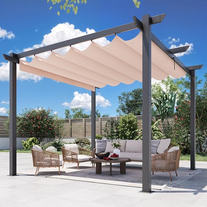 MELLCOM Retractable Pergola 10x10 Ft, Upgraded Sun Shade - Image 8