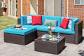Vongrasig 5 Piece Furniture Sets, All-Weather Brown PE Wicker Outdoor Couch by Vongrasig
