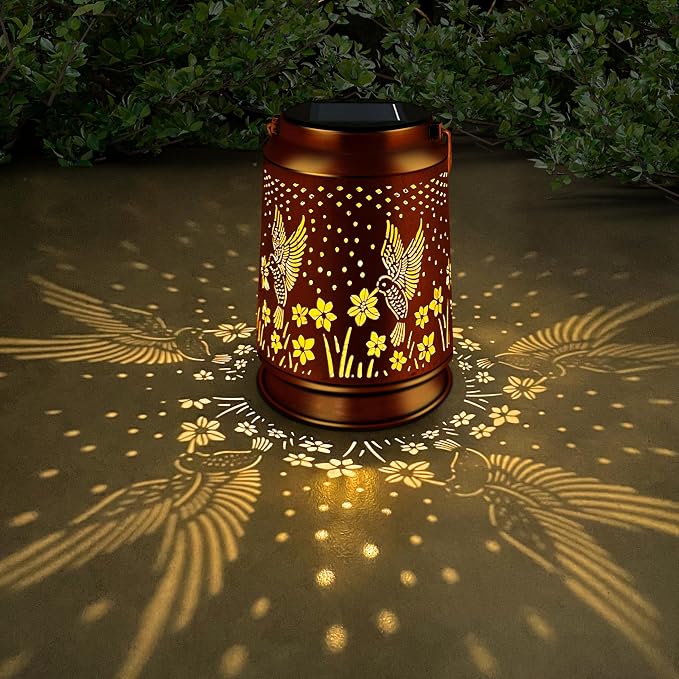 KY&BOSAM Solar Lanterns Outdoor Waterproof Hummingbird Lantern Garden Decor by KYBOSAM