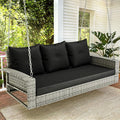 YITAHOME 3-Seats Wicker Hanging Porch Swing Chair Outdoor Gray Rattan Patio by YITAHOME