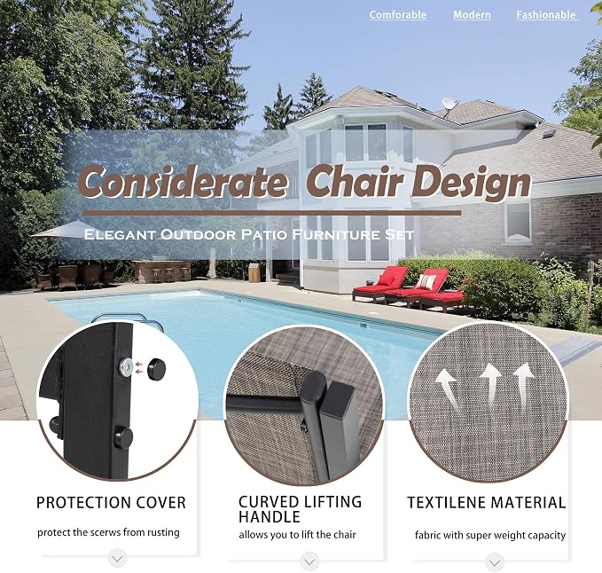 Vongrasig 4-Piece Modern Metal Textilene Patio Furniture Set - Image 3