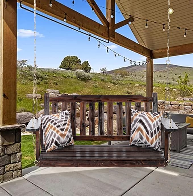 Anraja Wooden Porch Swing 2-Seater, Bench Swing - Image 7